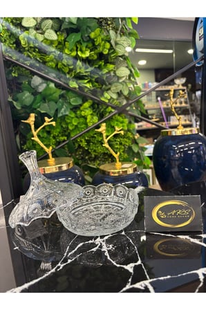 Bohemia Kristal Kapaklı Şekerlik, Sunumluk, Cam Kesme Kapaklı Kase, Kristal Kesme, Hediyelik