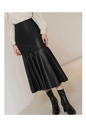 Zarif ve Cesur: Midi Boy Deri Balık Etek