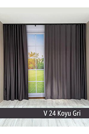 Donatti Koyu Gri Star Blackout Pilesiz Tek Kanat Fon Perde