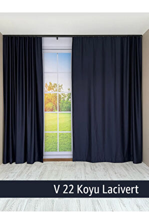 Donatti Koyu Lacivert Star Blackout Pilesiz Tek Kanat Fon Perde