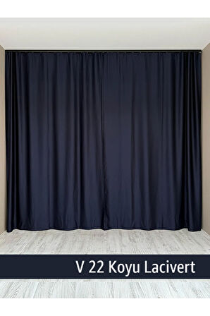 Donatti Koyu Lacivert Star Blackout Pilesiz Tek Kanat Fon Perde