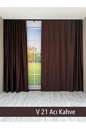 Donatti Acı Kahverengi Star Blackout Pilesiz Tek Kanat Fon Perde