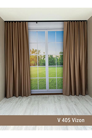 Donatti Vizon Açık Kahverengi Star Blackout Pilesiz Tek Kanat Fon Perde