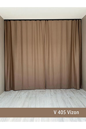 Donatti Vizon Açık Kahverengi Star Blackout Pilesiz Tek Kanat Fon Perde