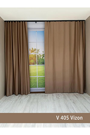 Donatti Vizon Açık Kahverengi Star Blackout Pilesiz Tek Kanat Fon Perde