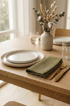 Keten Dokulu Modern 40x40 Düz Polyester 6’lı Dertsiz Kumaş Peçete & Amerikan Servis