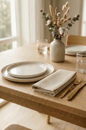 Keten Dokulu Modern 40x40 Düz Polyester 6’lı Dertsiz Kumaş Peçete & Amerikan Servis