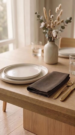 Keten Dokulu Modern 40x40 Düz Polyester 6’lı Dertsiz Kumaş Peçete & Amerikan Servis