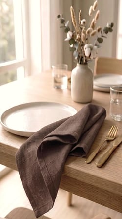 Keten Dokulu Modern 40x40 Düz Polyester 6’lı Dertsiz Kumaş Peçete & Amerikan Servis