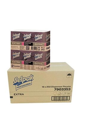 Selpak Extra Masaüstü Dispenser Peçete - 250 Adetlik 18 Paket / Koli