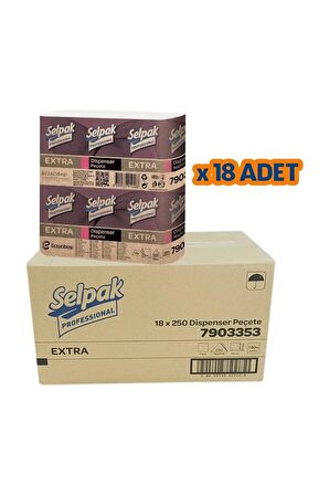 Selpak Extra Masaüstü Dispenser Peçete - 250 Adetlik 18 Paket / Koli