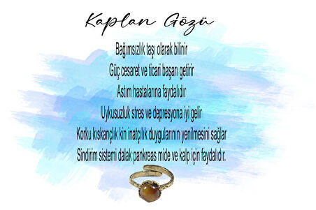 Doğal Taş Kaplan Gözü Çıtır Doğal Taşlı Ayarlanabilir Yüzük