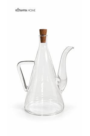 Glozzy Cam Yağlık 500 ml Kulplu Mantar Tıpalı Zeytinyağı Yağdanlığı