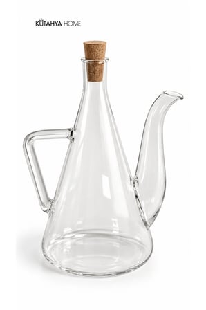 Glozzy Cam Yağlık 500 ml Kulplu Mantar Tıpalı Zeytinyağı Yağdanlığı