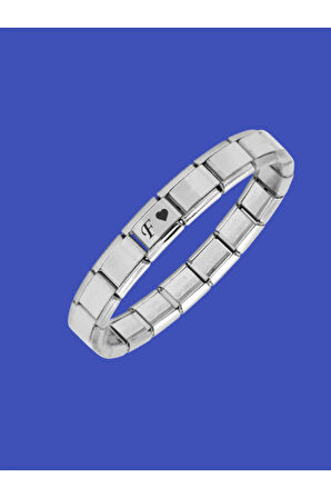 Çelik Bileklik İtalyan Charmlı Kalpli Harfli Kararmaz Solmaz En Güzel Hediye 1 Adet Uniseks Kutulu