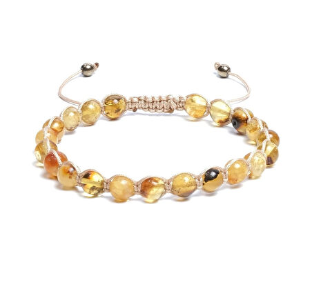 Kehribar Bileklik - Tasarım Bileklik 6 mm Ayarlanabilir