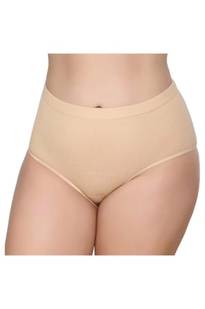 kit iç giyim Gümüş 7'li Yüksek Bel Çizgili (Fitilli) Pamuklu Penye Bato Külot