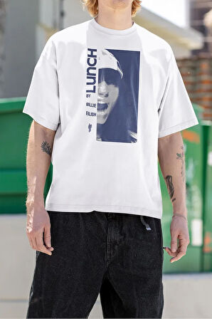 Lunch By Billie Eilish Baskılı Unisex Tişört, Oversize Şarkıcı Tişört