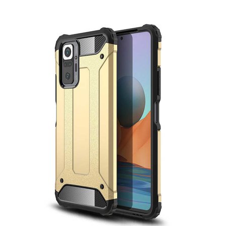 Xiaomi Redmi Note 10 Pro ile uyumlu Çİft Katman Koruyucu Crash Military Tank Kılıf - Gold