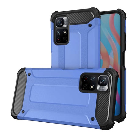 Xiaomi Redmi Note 11S Global ile uyumlu Çİft Katman Koruyucu Crash Military Tank Kılıf - Mavi