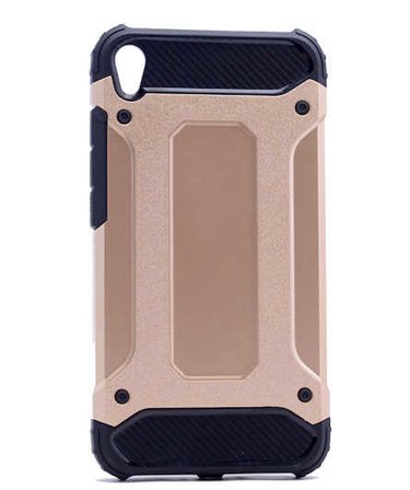 Asus Zenfone Live ZB501KL ile uyumlu Çİft Katman Koruyucu Crash Military Tank Kılıf - Gold