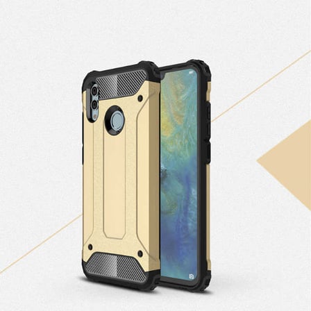 Huawei P Smart 2019 ile uyumlu Çİft Katman Koruyucu Crash Military Tank Kılıf - Gold