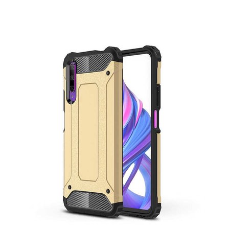 Huawei P Smart Pro 2019 ile uyumlu Çİft Katman Koruyucu Crash Military Tank Kılıf - Gold