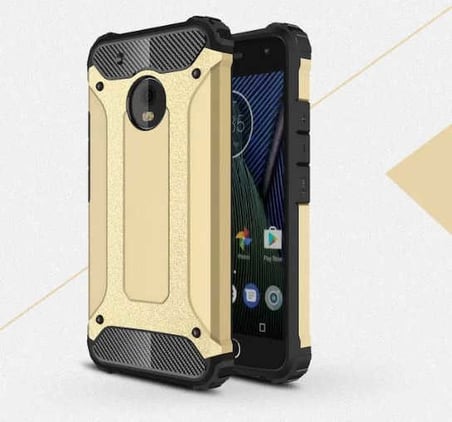 Lenovo Moto E4 ile uyumlu Çİft Katman Koruyucu Crash Military Tank Kılıf - Gold