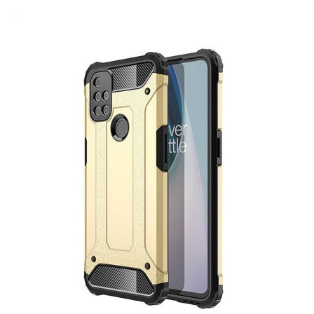 One Plus Nord N10 5G ile uyumlu Çİft Katman Koruyucu Crash Military Tank Kılıf - Gold