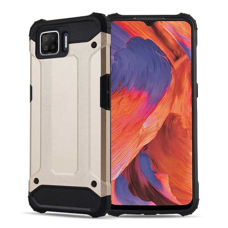 Oppo A73 ile uyumlu Çİft Katman Koruyucu Crash Military Tank Kılıf - Gold