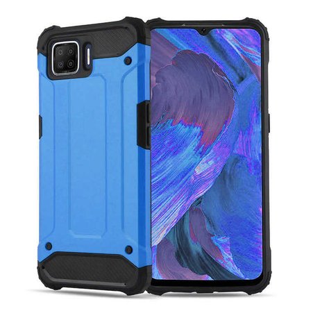 Oppo A73 ile uyumlu Çİft Katman Koruyucu Crash Military Tank Kılıf - Mavi