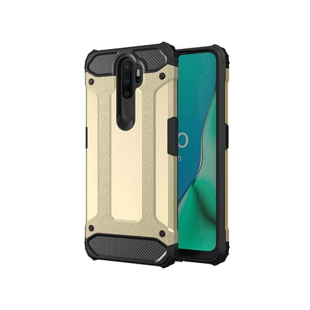 Oppo A9 2020 ile uyumlu Çİft Katman Koruyucu Crash Military Tank Kılıf - Gold