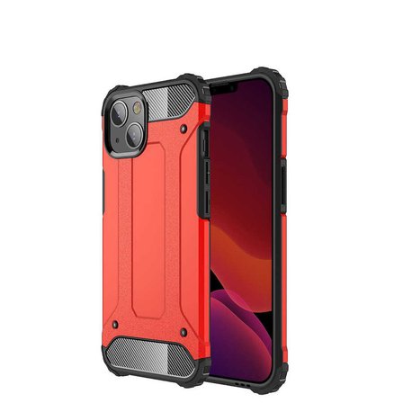 Apple iPhone 13 ile Uyumlu Kılıf Çİft Katman Koruyucu Crash Military Tank Kılıf - Kırmızı