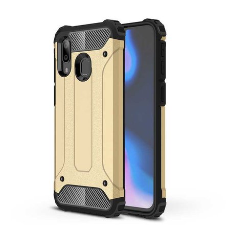 Samsung Galaxy A30 ile uyumlu Çİft Katman Koruyucu Crash Military Tank Kılıf - Gold