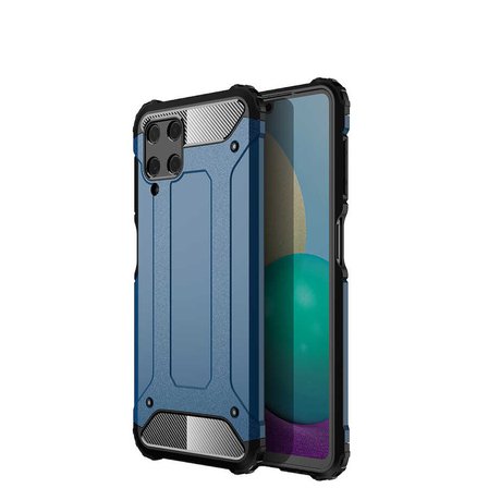 Samsung Galaxy M22 ile uyumlu Çİft Katman Koruyucu Crash Military Tank Kılıf - Mavi