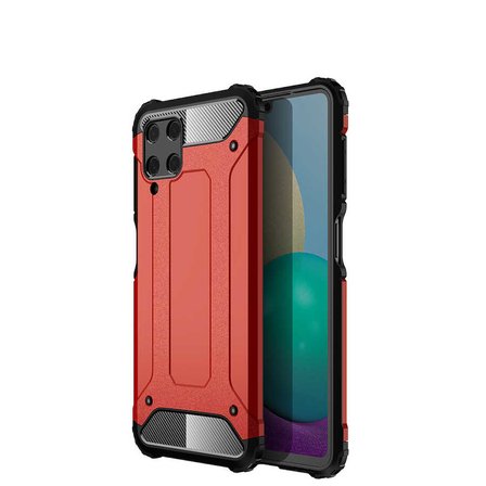 Samsung Galaxy M32 ile uyumlu Çİft Katman Koruyucu Crash Military Tank Kılıf - Kırmızı