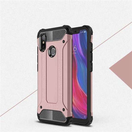 Xiaomi Mi 8 SE ile uyumlu Çİft Katman Koruyucu Crash Military Tank Kılıf - Rose Gold