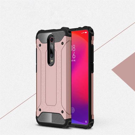Xiaomi Mi 9T / Mi 9T Pro ile uyumlu Çİft Katman Koruyucu Crash Military Tank Kılıf - Rose Gold