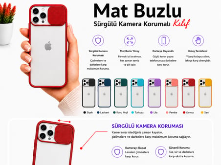 Apple iPhone 11 Pro Max Uyumlu Kılıf Sürgülü Kamera Korumalı Mat Lensi Telefon Kılıfı - Sarı