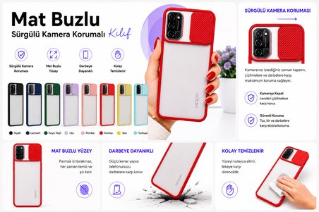 Oppo A72 Uyumlu Kılıf Sürgülü Kamera Korumalı Mat Lensi Telefon Kılıfı - Lacivert