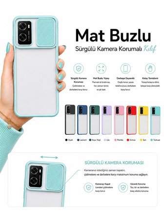 Oppo A76 Uyumlu Kılıf Sürgülü Kamera Korumalı Mat Lensi Telefon Kılıfı - Koyu Yeşil