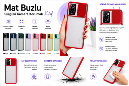 Oppo A76 Uyumlu Kılıf Sürgülü Kamera Korumalı Mat Lensi Telefon Kılıfı - Sarı