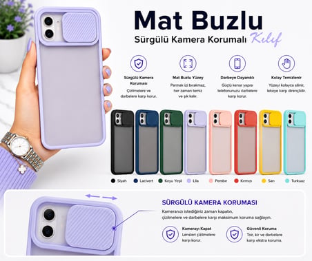 Samsung Galaxy A01 Core Uyumlu Kılıf Sürgülü Kamera Korumalı Mat Lensi Telefon Kılıfı - Pembe Açık