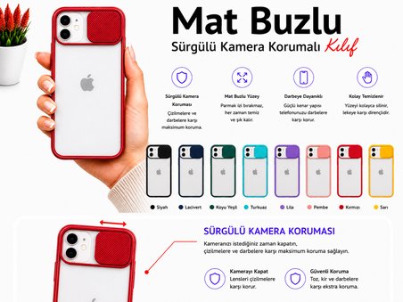 Apple iPhone 11 Uyumlu Kılıf Sürgülü Kamera Korumalı Mat Lensi Telefon Kılıfı - Turkuaz