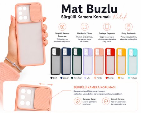 Samsung Galaxy A31 Uyumlu Kılıf Sürgülü Kamera Korumalı Mat Lensi Telefon Kılıfı - Lacivert