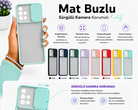 Samsung Galaxy A71 Uyumlu Kılıf Sürgülü Kamera Korumalı Mat Lensi Telefon Kılıfı - Siyah