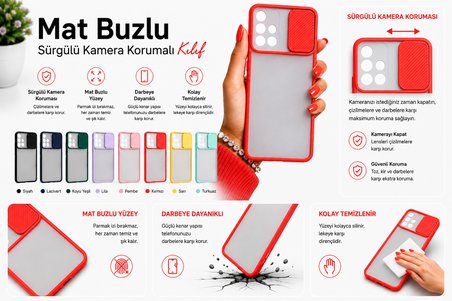Samsung Galaxy A71 Uyumlu Kılıf Sürgülü Kamera Korumalı Mat Lensi Telefon Kılıfı - Siyah