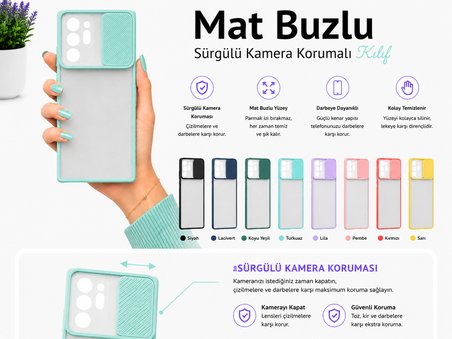 Samsung Galaxy Note 20 Ultra Uyumlu Kılıf Sürgülü Kamera Korumalı Mat Lensi Telefon Kılıfı - Kırmızı