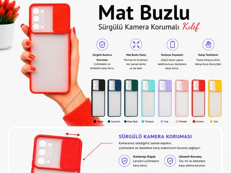 Samsung Galaxy S20 FE Uyumlu Kılıf Sürgülü Kamera Korumalı Mat Lensi Telefon Kılıfı - Turkuaz