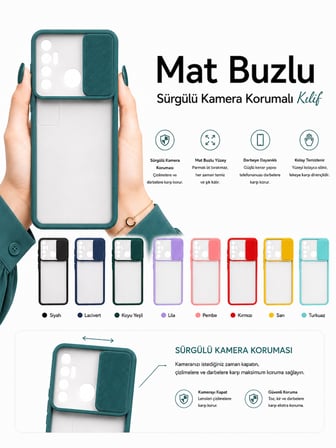 Tecno Spark 7 Pro Uyumlu Kılıf Sürgülü Kamera Korumalı Mat Lensi Telefon Kılıfı - Lila
